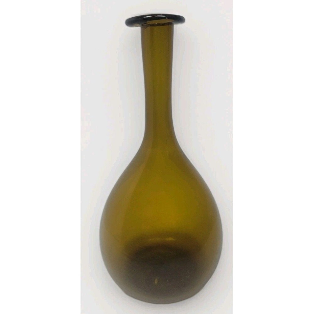 Blown Glass Colonial Wine Bottle/Vase  Amber Wheat 9" Mid Century MCM